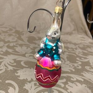 Christopher Radko Egg Roll Triplets Ornament with Pink and Teal Accents